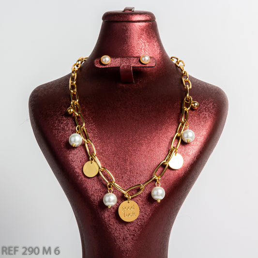 Chaine En Acier Inoxydable  Avec Perles Et Motifs Ronds