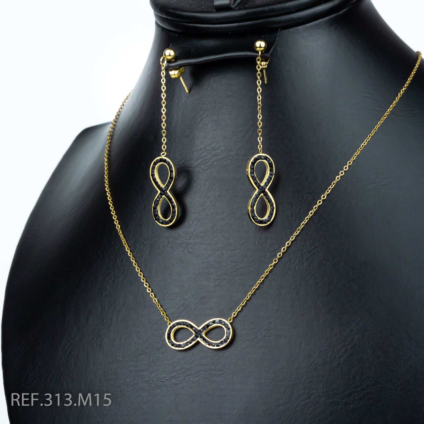 Chaine En Acier Inoxydable 2 PCS Avec Motif Infinito Perlé En Noir