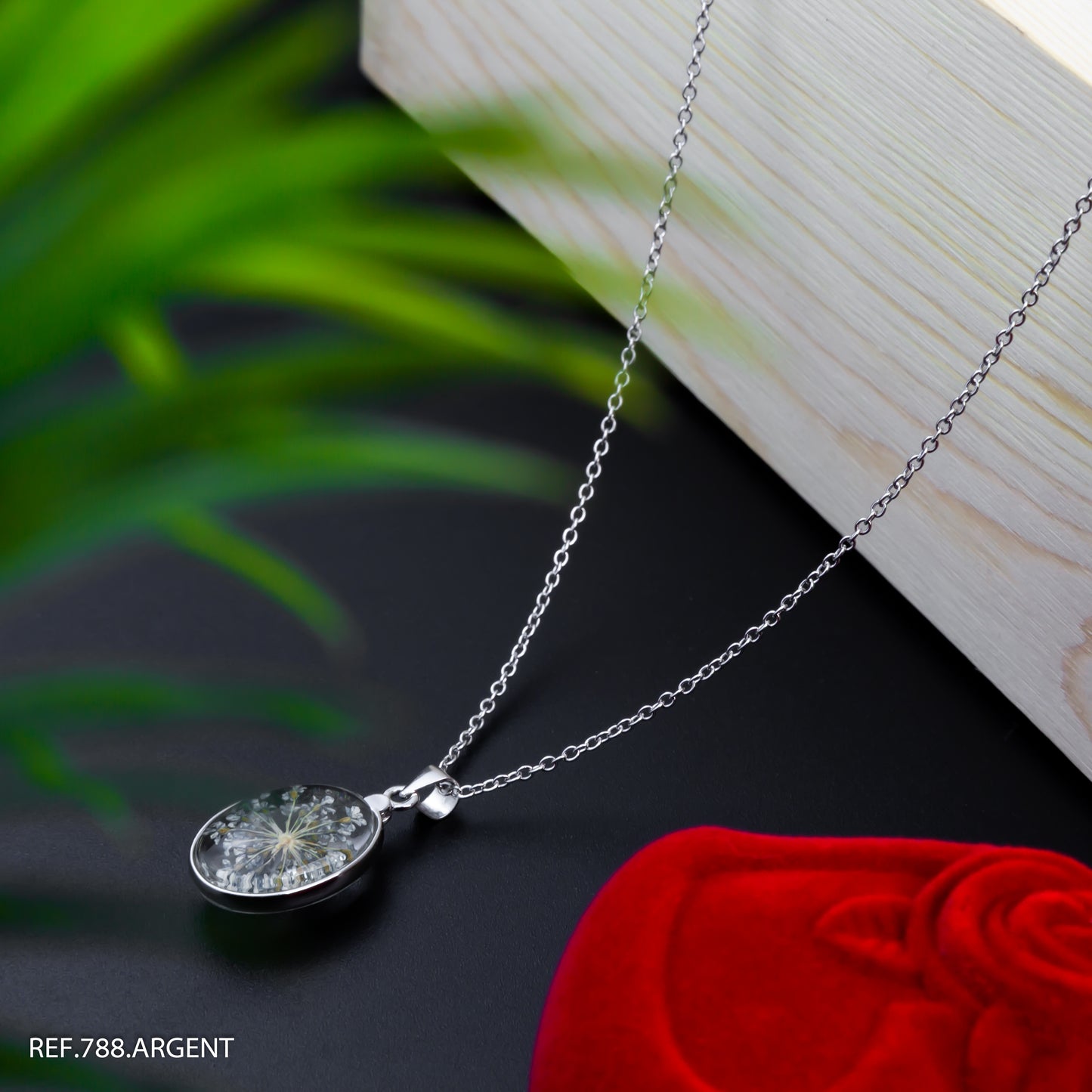 Chaine En Argent Thailande Motif Fleur Coulorée